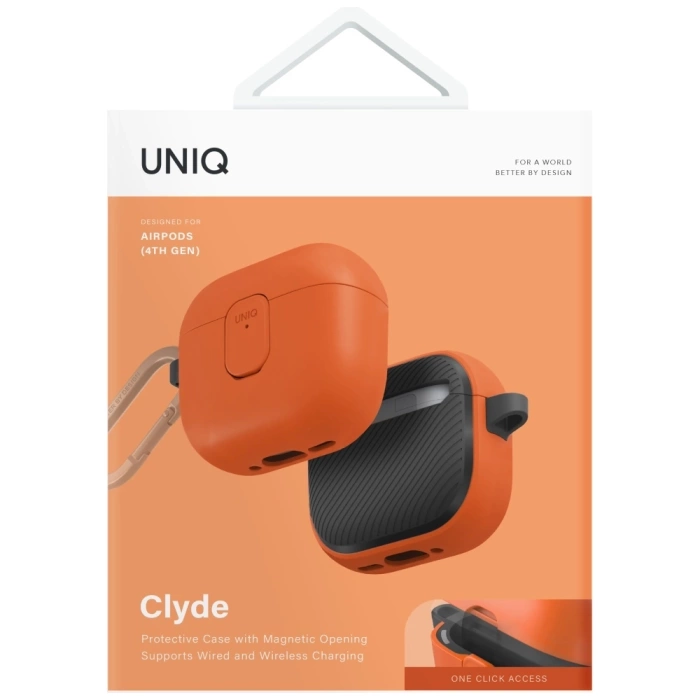 Etui UNIQ AirPods 4 Clyde Lock Case Pomarańczowy