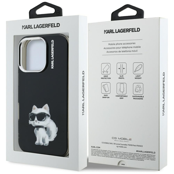 Etui Karl Lagerfeld IML Aquarelle        Choupette & Logo do iPhone 16 Pro Max czarny