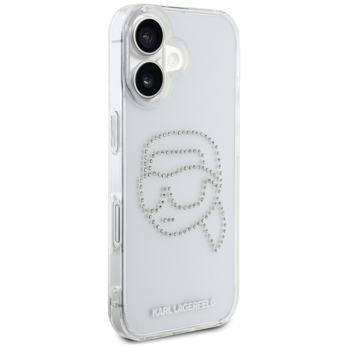 Etui Karl Lagerfeld IML Rhinestones Karl  Head do iPhone 16 przezroczysty