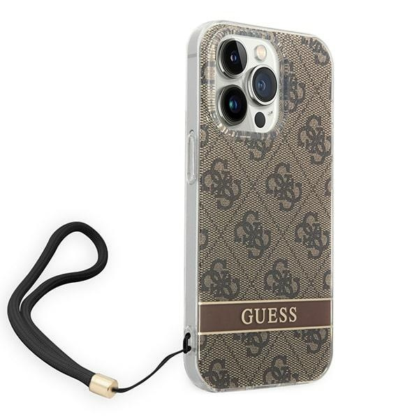Etui GUESS Apple iPhone 14 Pro 4G Print Strap Brązowy Hardcase