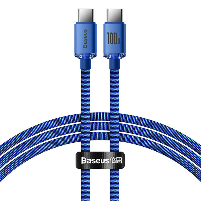 Baseus Crystal Shine Series kabel przewód USB do szybkiego ładowania i transferu danych USB Typ C - USB Typ C 100W 1,2m niebieski (CAJY000603)