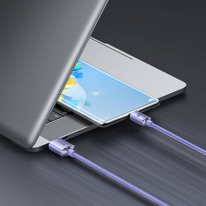 Baseus Crystal Shine Series kabel przewód USB do szybkiego ładowania i transferu danych USB Typ A - USB Typ C 100W 2m fioletowy (CAJY000505)