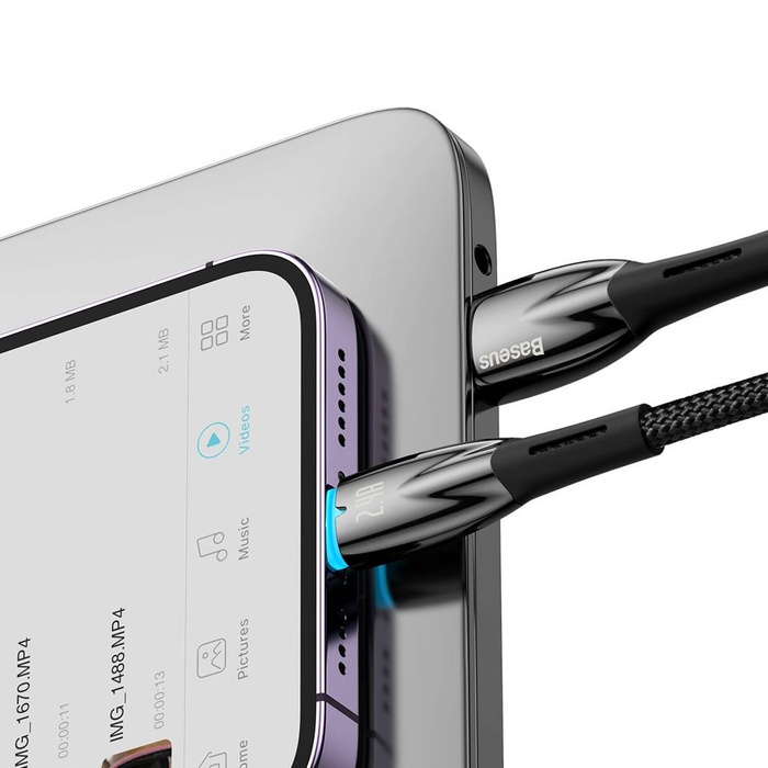 Baseus Glimmer Series kabel z szybkim ładowaniem USB - Lightning 480Mb/s 2.4A 2m czarny