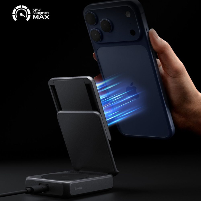 ŁADOWARKA BEZPRZEWODOWA SPIGEN ESSENTIAL EF302MOQ Qi2.2 2IN1 MAGSAFE MAGNETYCZNA CZARNA