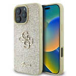Etui Guess iPhone 16 Pro 6.3" złoty/gold hardcase Fixed Glitter Big 4G