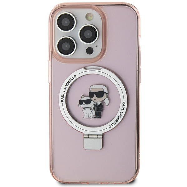 Etui Karl Lagerfeld KLHMP15XHMRSKCP iPhone 15 Pro Max 6.7" różowy/pink hardcase Ring Stand Karl&Choupettte MagSafe Case