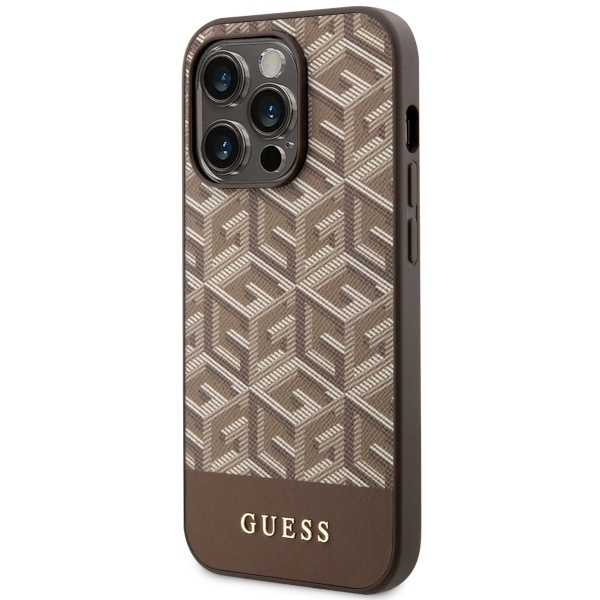 Etui Guess GUHMP14LHGCFSEW iPhone 14 Pro 6.1" brązowy/brown hard case GCube Stripes MagSafe Case