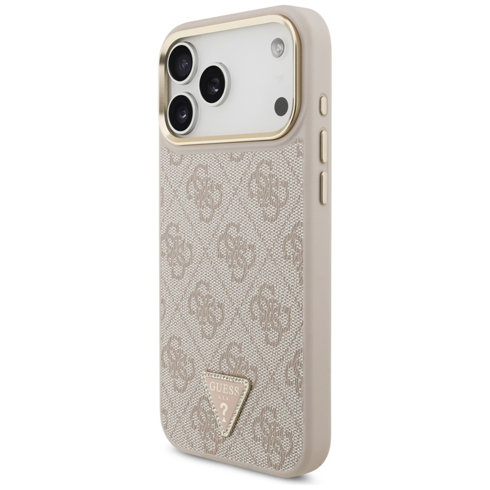 Etui Guess 4G Triangle Logo & Big Strap  Metal Buttons MagSafe do iPhone 17 Pro Max różowy