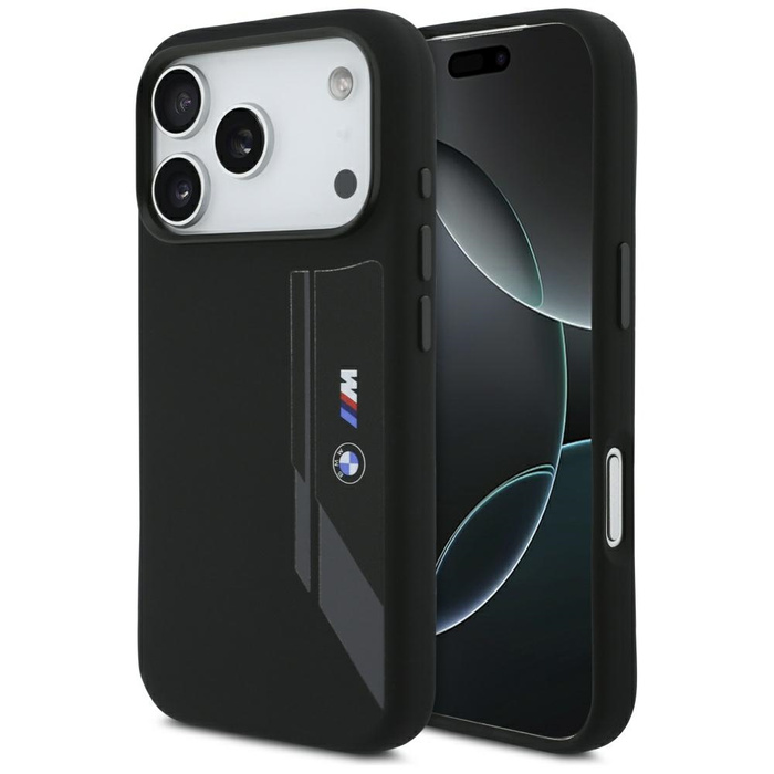 Etui BMW M Silicon Vertical Logo MagSafe do iPhone 17 Pro czarny