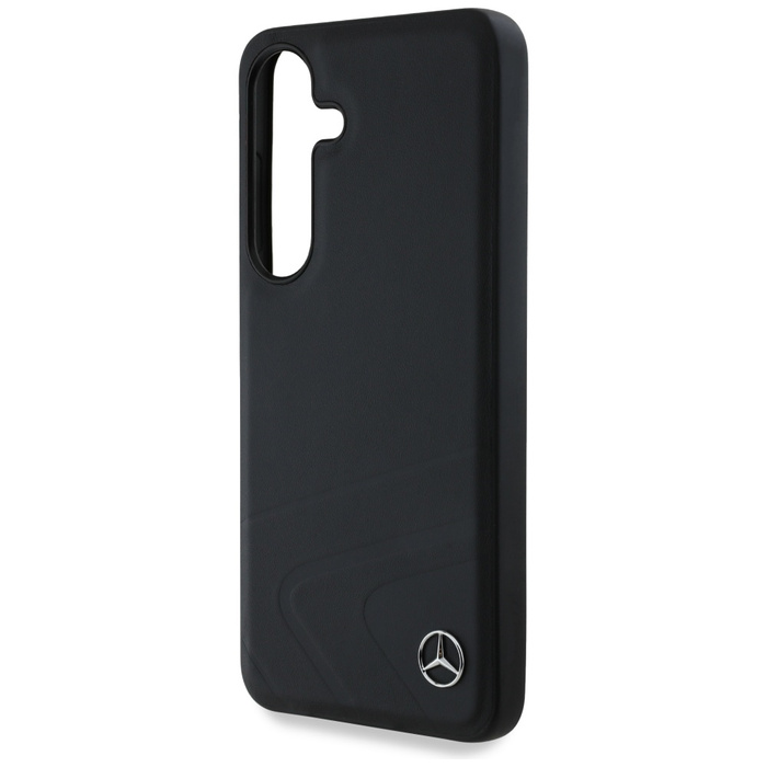 Etui Mercedes Leather Horizontal          Debossed Curves MagSafe do Samsung Galaxy S25 czarny