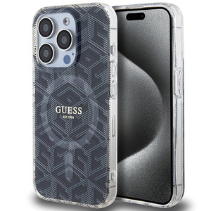 Etui Guess GUHMP15LHGCUSTGK iPhone 15 Pro 6.1" czarny/black hardcase IML GCube MagSafe Case