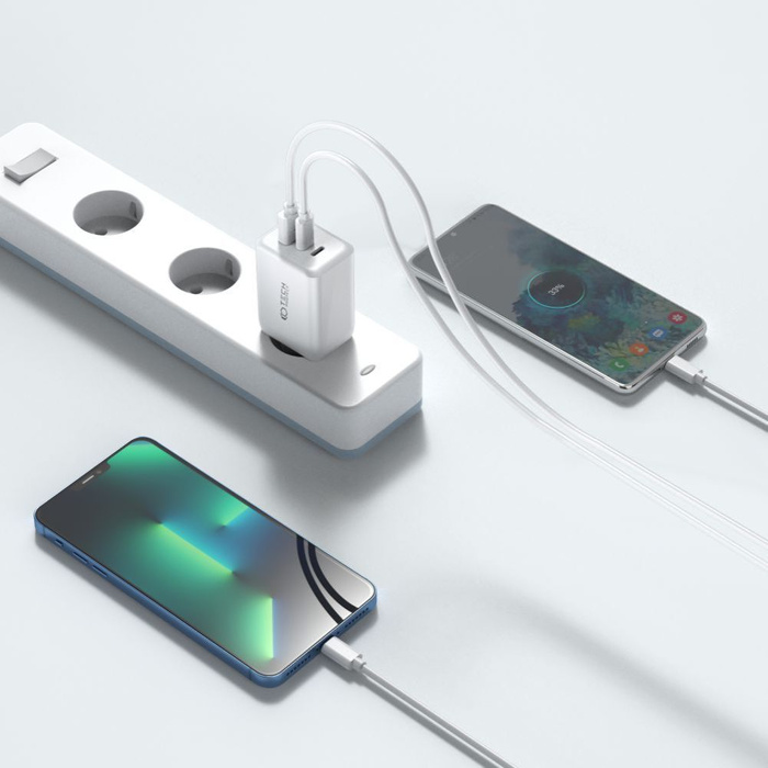 ŁADOWARKA TECH-PROTECT C65W 3-PORT NETWORK CHARGER PD65W/QC3.0 WHITE