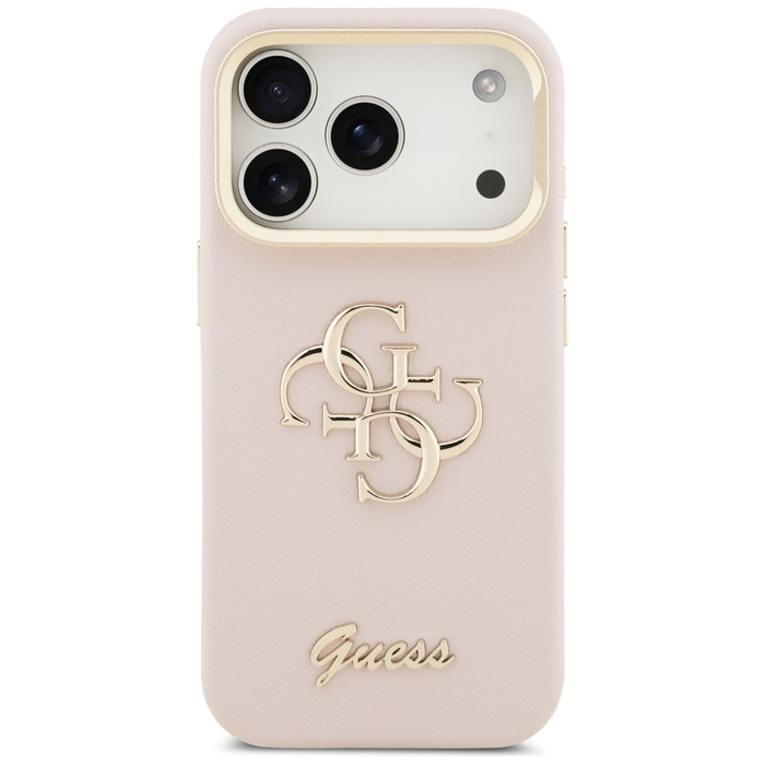 Etui Guess Grained Big 4G & Stand Camera do iPhone 17 Pro różowy