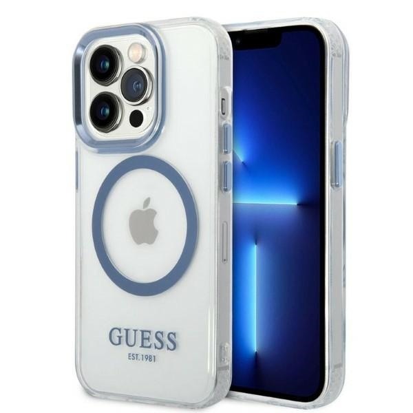 Etui GUESS Apple iPhone 14 Pro Metal Outline Magsafe Niebieski Hardcase