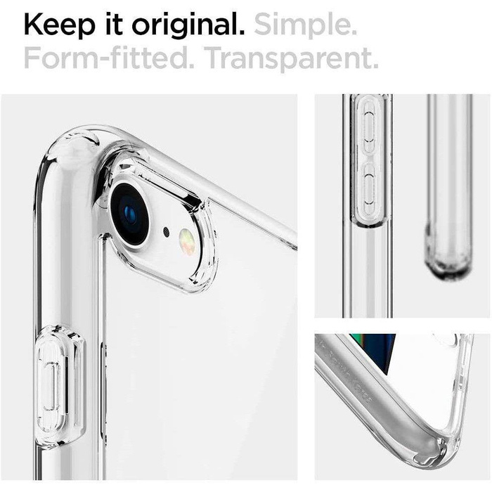 Etui Spigen iPhone SE 2022 2020 7 8 Ultra Hybrid Przezroczyste Clear Przezroczysty + Szkło Spigen Glas.Tr Slim