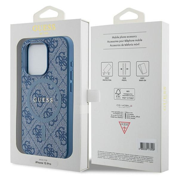 Etui Guess GUHMP14LG4GFRB iPhone 14 Pro 6.1" niebieski/blue hardcase 4G Collection Leather Metal Logo MagSafe Case