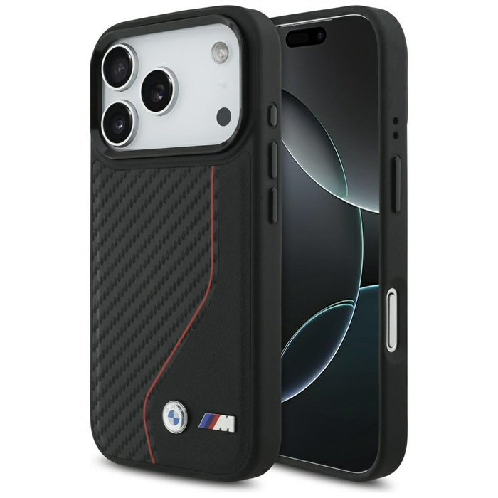 Etui BMW M Carbon Line & Logo MagSafe do iPhone 17 Pro czerwony