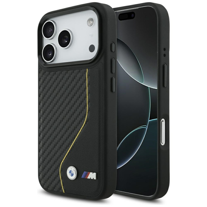 Etui BMW M Carbon Line & Logo MagSafe do iPhone 17 Pro żółty