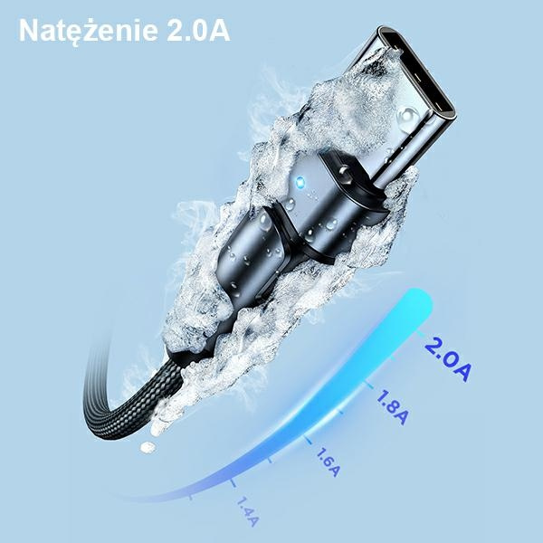 Kabel Pleciony USAMS USB USB-C U60 Obrotowy 2A 1m Czarny