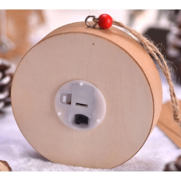 Lampka Świąteczna Drewniana Skrzat       i samochód - Okrągła