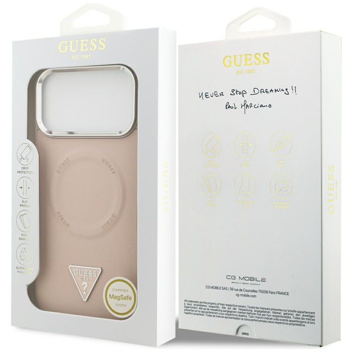 Etui Guess Triangle Logo MagSafe do      iPhone 17 Pro różowy