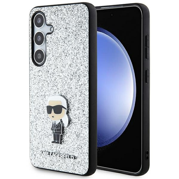 Etui Karl Lagerfeld KLHCS24SGCNPSG S24 S921 srebrny/silver hardcase Fixed Glitter Ikonik Logo Metal Pin Case