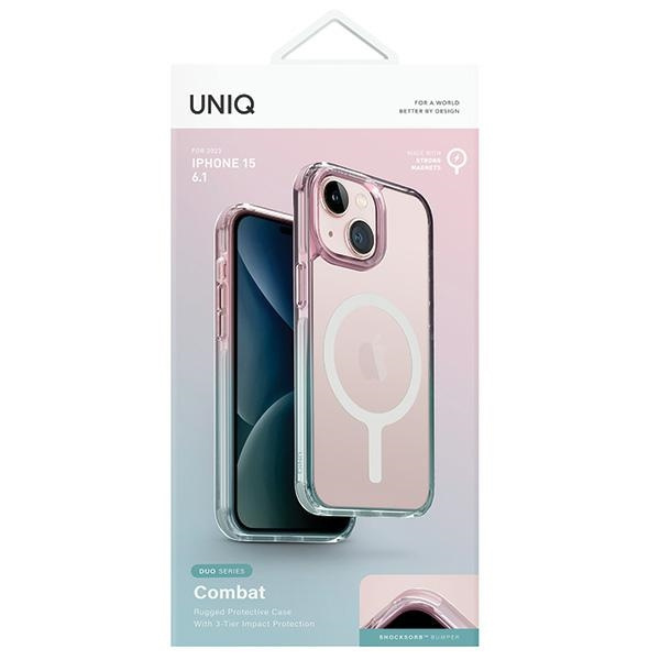 Etui UNIQ etui Combat Duo iPhone 15 6.1" Magclick Charging niebiesko-różowy/pastel sky blue-powder pink Case