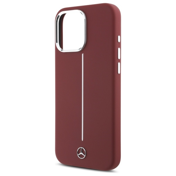 Etui Mercedes iPhone 16 Pro Max 6.9" czerwony/red hardcase Silicone White Stripe MagSafe