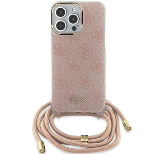 Etui Guess GUHCP15SHC4SEP iPhone 15 / 14 / 13 6.1" różowy/pink hardcase Crossbody Cord 4G Print Case