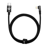 Baseus MVP 2 Elbow kątowy kabel przewód Power Delivery z bocznym wtykiem USB Typ C / Lightning 1m 20W czarny (CAVP000201)
