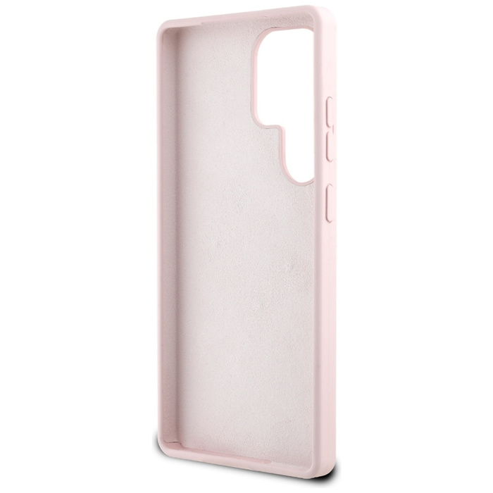 Etui Guess Silicone Big 4G Logo Bottom    Script Samsung Galaxy S25 Ultra różowy