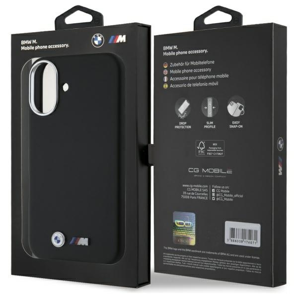 Etui BMW iPhone 16 czarny/black hardcase M Smooth Full Wrapped Metal