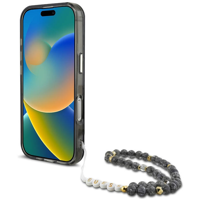 Etui Guess Palm Trees Triangle Pearl      Strap MagSafe do iPhone 16  Pro czarny