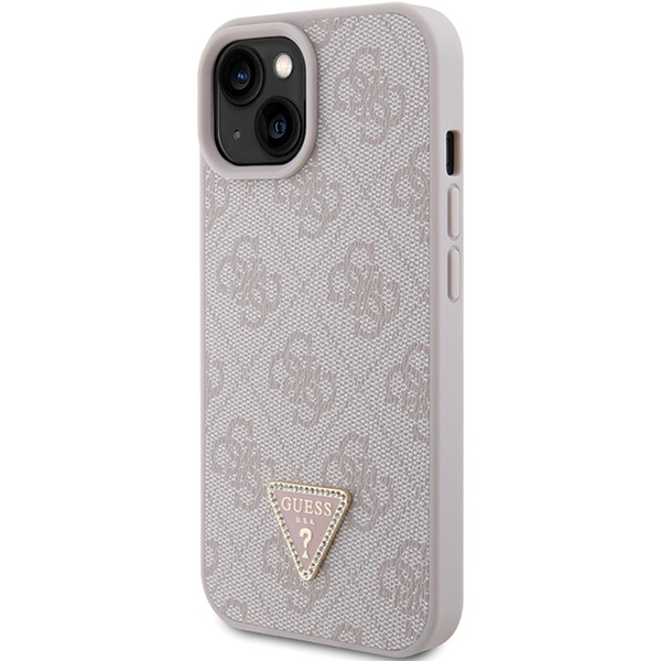 Etui Guess GUHCP15SP4TDPP iPhone 15 6.1" różowy/pink hardcase Leather 4G Triangle Strass