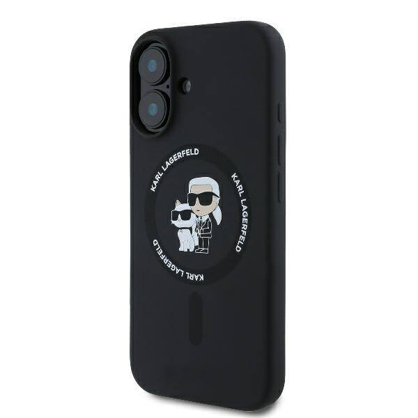 Etui Karl Lagerfeld iPhone 16 Plus 6.7" czarny/black hardcase Silicone Karl&Choupette Heads Ring MagSafe