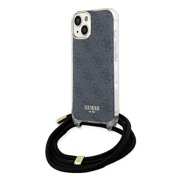 Etui Guess GUHCP15SHC4SEK iPhone 15 / 14 / 13 6.1" czarny/black hardcase Crossbody Cord 4G Print Case
