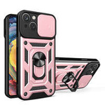 Etui Pancerne etui z podstawką i osłoną aparatu do iPhone 15 Hybrid Armor Camshield - różowe Case