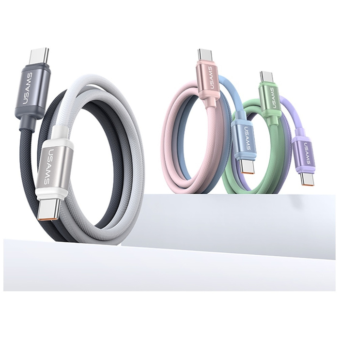 Kabel USAMS Bicolor Series SJ756 PD 60W  USB-C/USB-C 1.2m zielono fioletowy