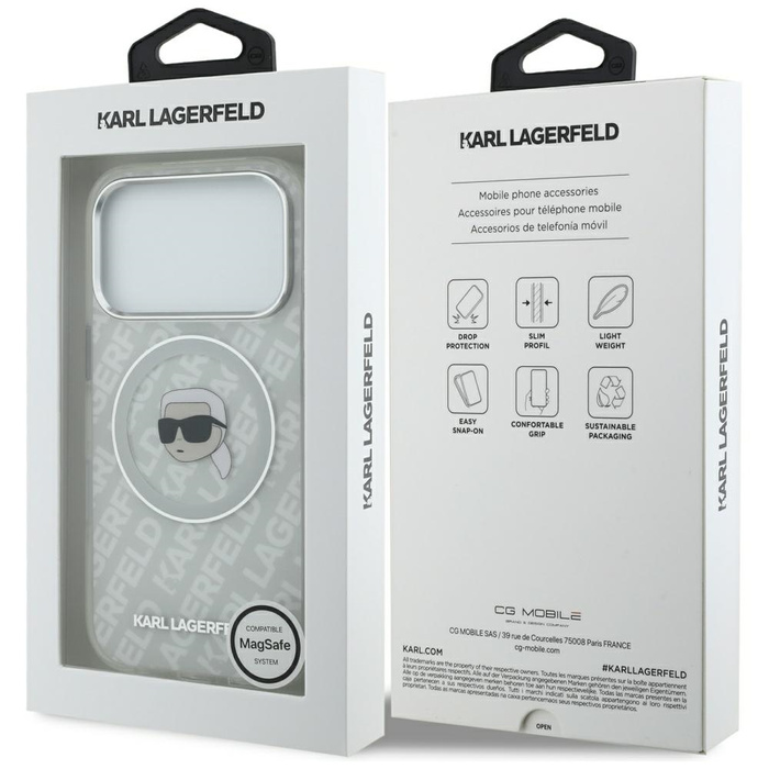 Etui Karl Lagerfeld IML Karl Head Logo   MagSafe do iPhone 17 Pro szary