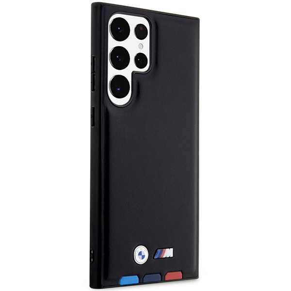 Etui BMW BMHCS23L22PTDK S23 Ultra S918 czarny/black Leather Stamp Tricolor Case