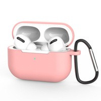 Etui do AirPods Pro silikonowy miękki pokrowiec na słuchawki + brelok karabińczyk zawieszka różowy (case D)