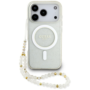 Etui Guess IML Glitter Pearl Strap       MagSafe do iPhone 17 Pro przezroczysty
