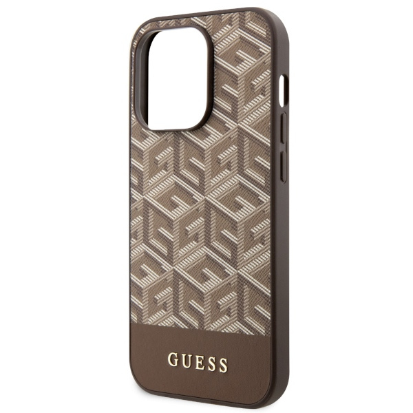 Etui Guess GUHMP14LHGCFSEW iPhone 14 Pro 6.1" brązowy/brown hard case GCube Stripes MagSafe Case
