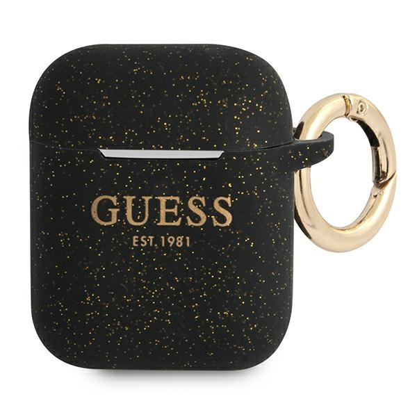 Etui GUESS Apple AirPods Silicone Glitter Czarny Case