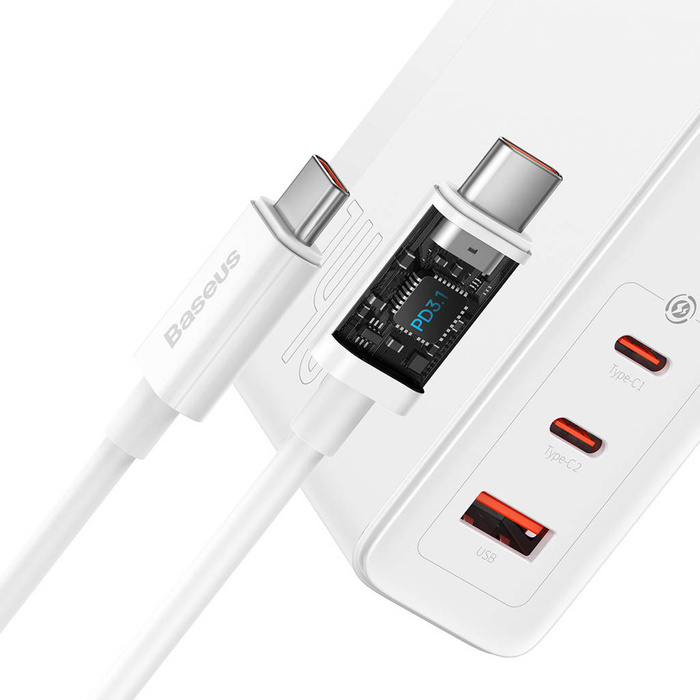 Baseus GaN5 Pro szybka ładowarka 2xUSB-C+USB 140W EU biała (CCGP100202)