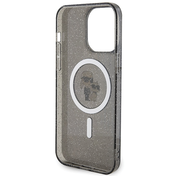 Etui Karl Lagerfeld KLHMP15XHGKCNOK iPhone 15 Pro Max 6.7" czarny/black hardcase Karl&Choupette Glitter MagSafe Case