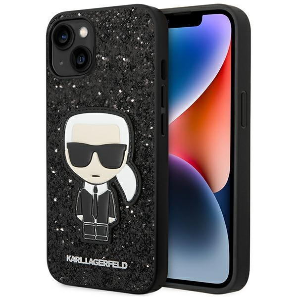 Etui KARL LAGERFELD Apple iPhone 14 Plus Glitter Flakes Ikonik Czarny Hardcase