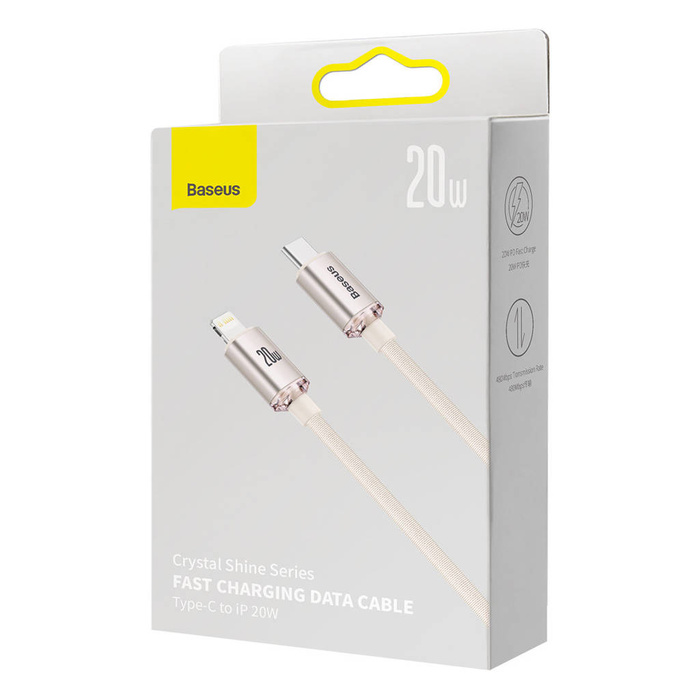 Baseus Crystal Shine Series kabel USB Typ C - Lightning szybkie ładowanie Power Delivery 20W 2m różowy (CAJY001404)