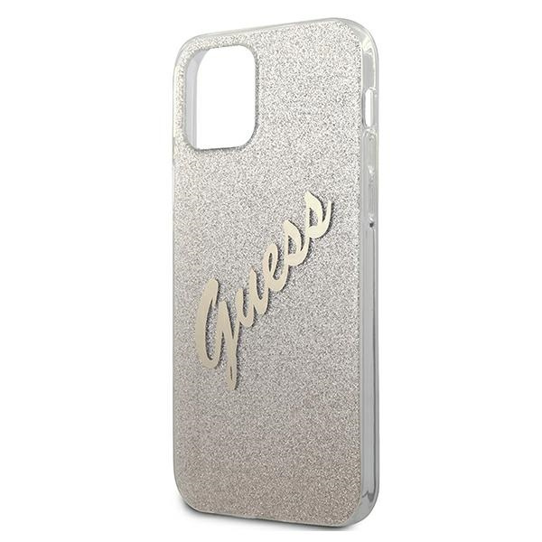 Etui GUESS Apple iPhone 12 Mini Glitter Gradient Script Złoty Hardcase