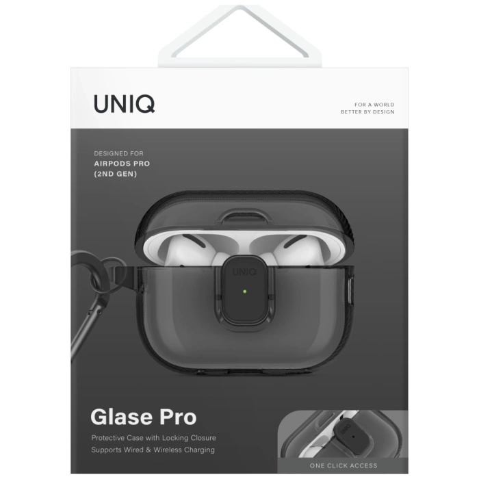 Etui UNIQ AirPods Pro 2 Glase Pro Lock Case Dymny